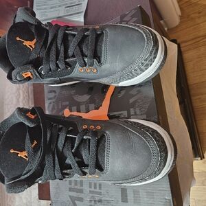 Air Jordan 3 Retro Black and Orange Sneakers